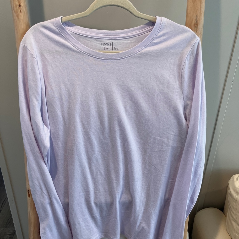 Time and Tru Pastel Lilac Long Sleeve Crew Tee